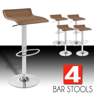 4 New Modern Bar Stool Light Brown Swivel Bombo Chair Pub Barstools Counter Ale