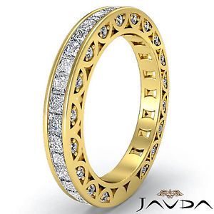 Women Eternity Wedding Band 18K Yellow Gold Channel Prong Set Diamond Ring 2 7ct