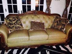 Tufted Leather Sofa and Loveseat