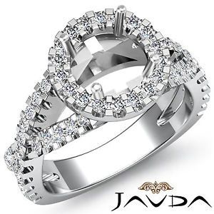 Diamond Engagement Unique Ring Halo Prong 14k White Gold Round Semi Mount 0 9ct