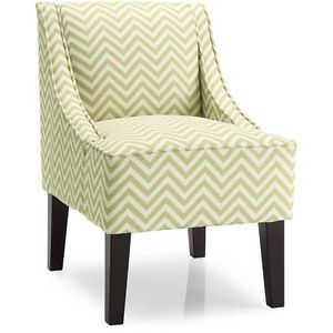 Modern Designer Chevron Zig Zag Accent Slipper Chair Green Furniture Living Room