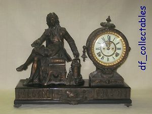 Ansonia Denis Papin Figural Statue Mantel Shelf Clock