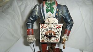 Antique Figure Iron Statue Man Clock Dutch Table Mantle Clock 41 cm High