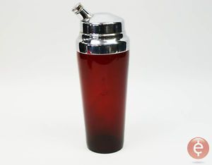 Vintage Derby Shelton Ruby Red Glass Cocktail Martini Shaker Barware