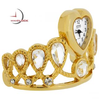 Mini Clock Gold Princess Tiara Crown