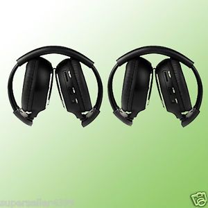Pair 2 Channel Infrared Wireless Headphones for Car Pillow Headrest DVD Players