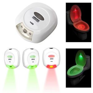 LED Sensor Motion Activated Toilet Light Battery Operated Red Green Night Light