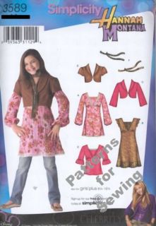 Pattern Sewing Simplicity Teen Girl Hanna Montana Dress Tunic Size 8 16 New