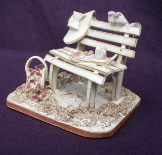 “The Garden Bench” Delightful Collectable Piece of Art Pottery by Rosemary Jones