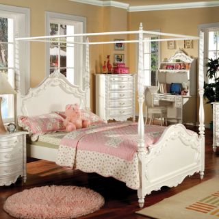 Solid Wood Victoria Pearl White Finish Bed Frame Set