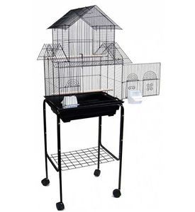 Canary Parakeet Cockatiel Lovebird Bird Cage 18"x14"X53" 5844W Stand Black