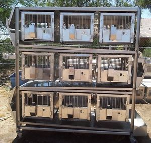 Stainless Steel Veterinary Rabbit Cat Dog Bird Small Animal 9 Cage Portable Cart