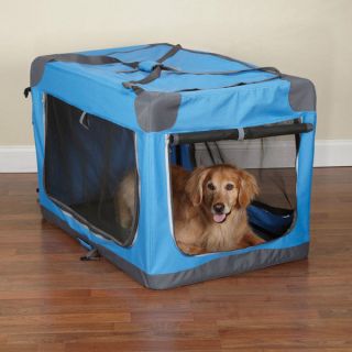 Large Blue Pioneer Soft Sided Collapsible Crates for Dogs 
