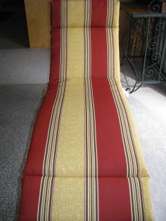 Chaise Lounge Cushion Patio Bonsai Curry Red Floral w Stripes Reversible New