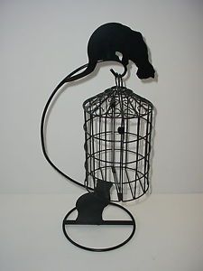 Wrought Iron Stand Swinging Hanging Bird Cage Cat Cats Holder Metal Decorative