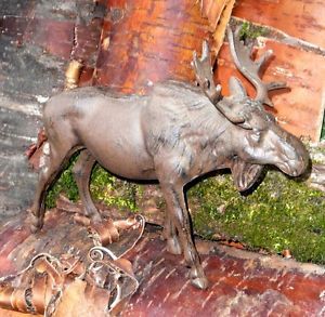 Cast Iron Moose Statue Figurine Home Cabin Rustic Nature Garden Outdoor Decor