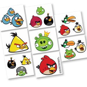 Angry Birds Party Supplies Temp Tattoo Favor Sheet New