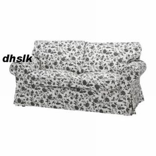 IKEA Ektorp Sofa Bed Slipcover Sofabed Cover Hovby Black White Floral Bezug