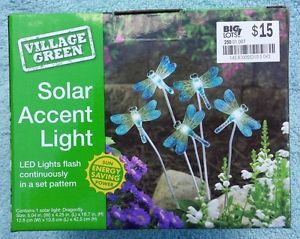 Garden Outdoor 5 Dragonflies Solar Accent Light Blinking LED Solar Light