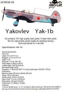 Alley Cat 1 32 Yakovlev Yak 1B Russian WWII Fighter