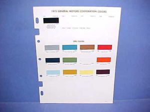 1973 Opel Manta GT Exterior Paint Chips Color Chart 73