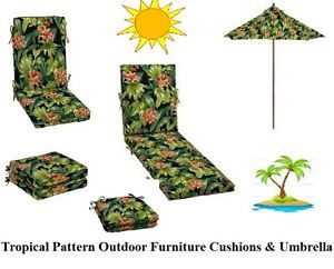 New Outdoor Patio Furniture Chair Chaise Lounge Cushions Pads Tropical Pattern