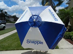 Snapple Patio Umbrella Blue White Vinyl Sun Shade Umbrella with Vent Holes