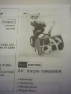  Craftsman 24" Snow Blower Thrower Snowblower 536 918300 Service Manual