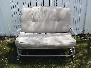 Vtg Aluminum Frame Porch Glider Patio Swing Love Seat Rocker Cushions 44"X22"