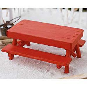 Dollhouse Miniature Fairy Garden Wooden Picnic Table Red