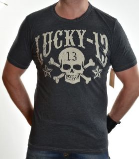 Lucky 13 Faded Glory Over Dyed T Shirt Tattoo Rockabilly Rock Punk Emo Vintage