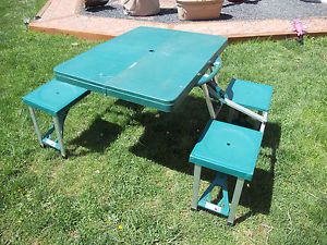 Vintage Folding Picnic Camping Table Green Kids Camp Patio