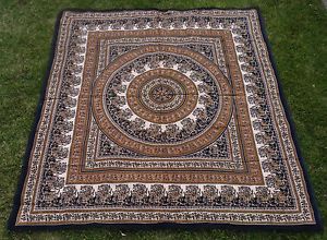 Traditional Indian Tapestry Bedsheet Wallhang Table Cloth Picnic Blanket Green