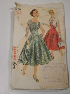 Vintage 1950s Dress Jacket Sewing Pattern Simplicity 1206 Plus Size 42 RARE