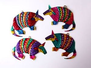 Cute Colourful Mexican Tin Armadillo Assorted Colours Handmade Folk Art