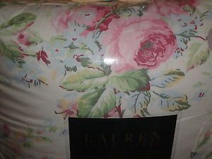 Ralph Lauren 4pc King Comforter Set Water Floral Shabby Cottage Chic Pink Green