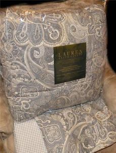 Ralph Lauren Coral Beach Black Paisley Queen Comforter Set New 1st Quality