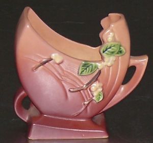 Roseville Art Pottery Rose Pink Snowberry Pillow Vase