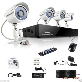 ZMODO 8 Channel DVR 700TVL 4 Outdoor Night Vision Video Surveillance Camera Kit