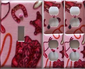 Pink Cowgirl Light Switch Outlet Plate Cover Set 1 4 Girls Bedroom Decor Western