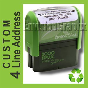 Custom 4 Line Return Address Self Inking Rubber Stamp Green Line P40