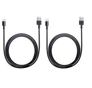 2 Lot Black 6 Foot Long 2 Meter 8 Pin USB Charging Cord Cable for iPhone 5 5S 5c
