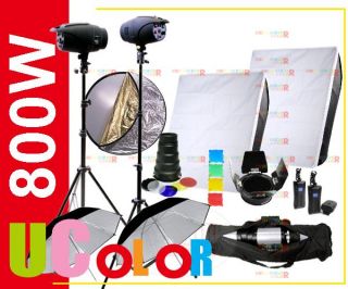 800W Strobe Studio Flash Lighting Kit 2X 400W Light Photography 1K1