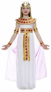 Pink Cleo Cleopatra Egyptian Queen Long Dress Girls White Cute Child Costume New