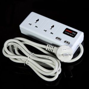 Multi Function 2 Electrical Outlet 2 USB Charger Port Travel Power Strip 1 8M