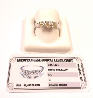 1 02Ct Natural Certified Diamond Trilogy Ring in 10K Gold w Cert Free Sizing