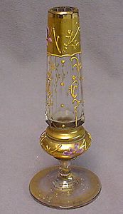Moser Victorian Violet Mini Bud Vase Gold Gilded Hand Painted Decorated