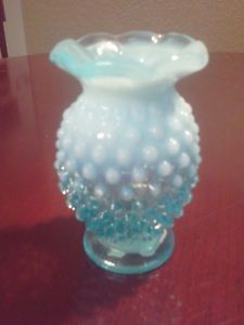 Fenton Blue Opalescent Hobnail Mini Bud Vase 3 3 4"