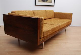 Milo Baughman Rosewood Sofa Chrome Legs Mid Century Modern Vintage Restored