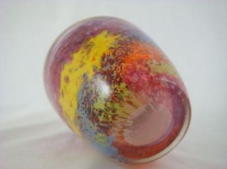 Vintage 1996 Pastel Swirled Multi Colored Art Glass Bud Vase Paperweight Signed